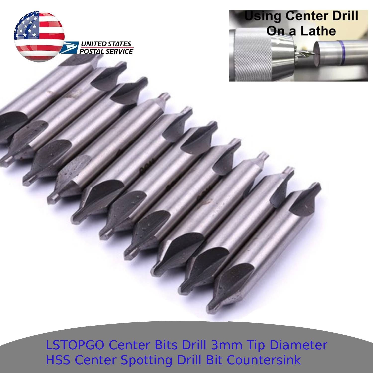 10PCS HSS 60 Degree Countersink Drill Bit Set, 3.0mm Center Hole Tool for Metal