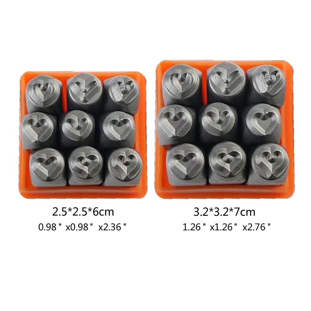 Heart Shaped 9Pcs Metal Stamps for Personalized Jewelry and Craft Projects
