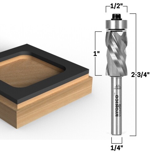Bottom Bearing Compression Flush Trim Router Bit – 1/4″ Shank – Yonico 33206q