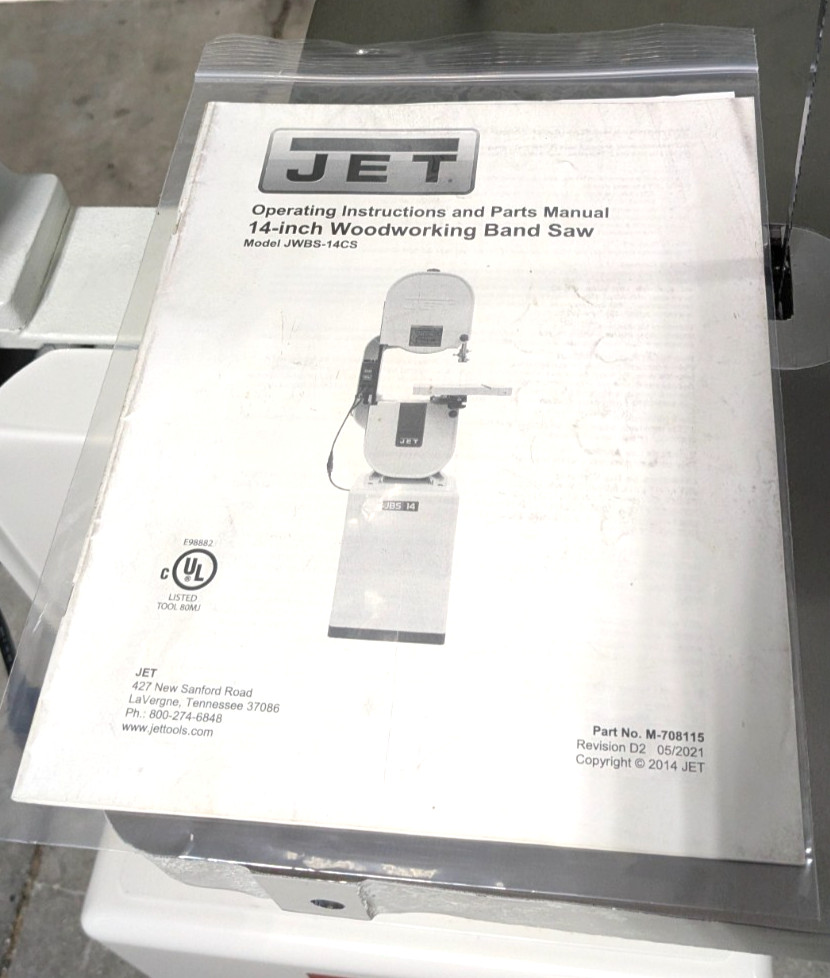 JET JWBS-14CS 14" Vertical Bandsaw 6" Height Capacity 115/230V 1HP