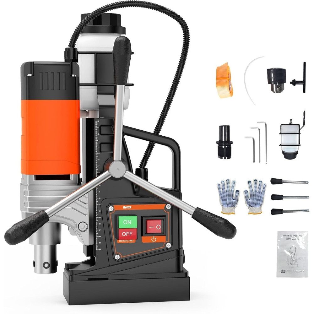 Magnetic Drill Press 1750W 2 Inch Boring 2922Lbf 810RPM Heavy Metal Portable Kit