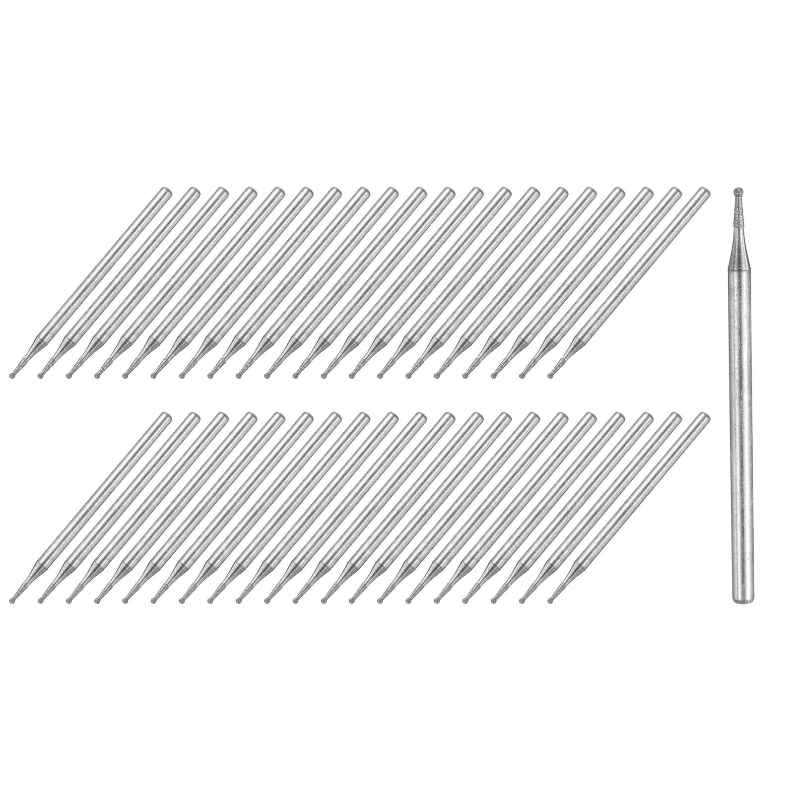 uxcell Diamond Grinding Burrs Drill Bit 3/32 Inch Shank 1mm Dia 1mm, Silver