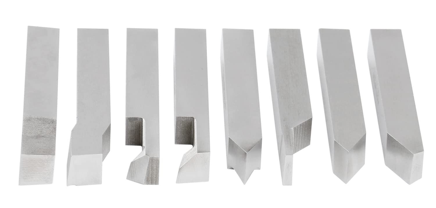 Accusize Industrial Tools 1/2” 8 Pcs Hss Tool Bit Set, Pre-Ground for Turning a