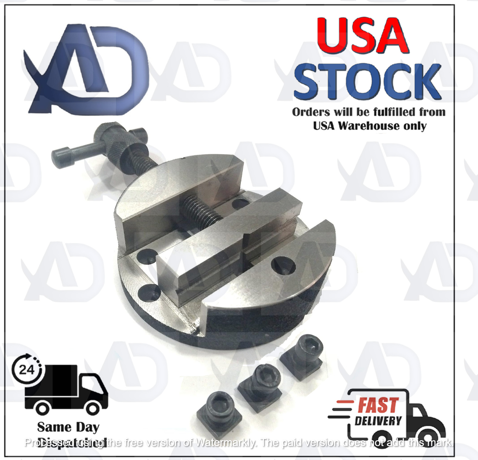 ADI Round Vise Vice for 3″ & 4″ Rotary Table + 3 Fixing Tee Nut-Milling Tool