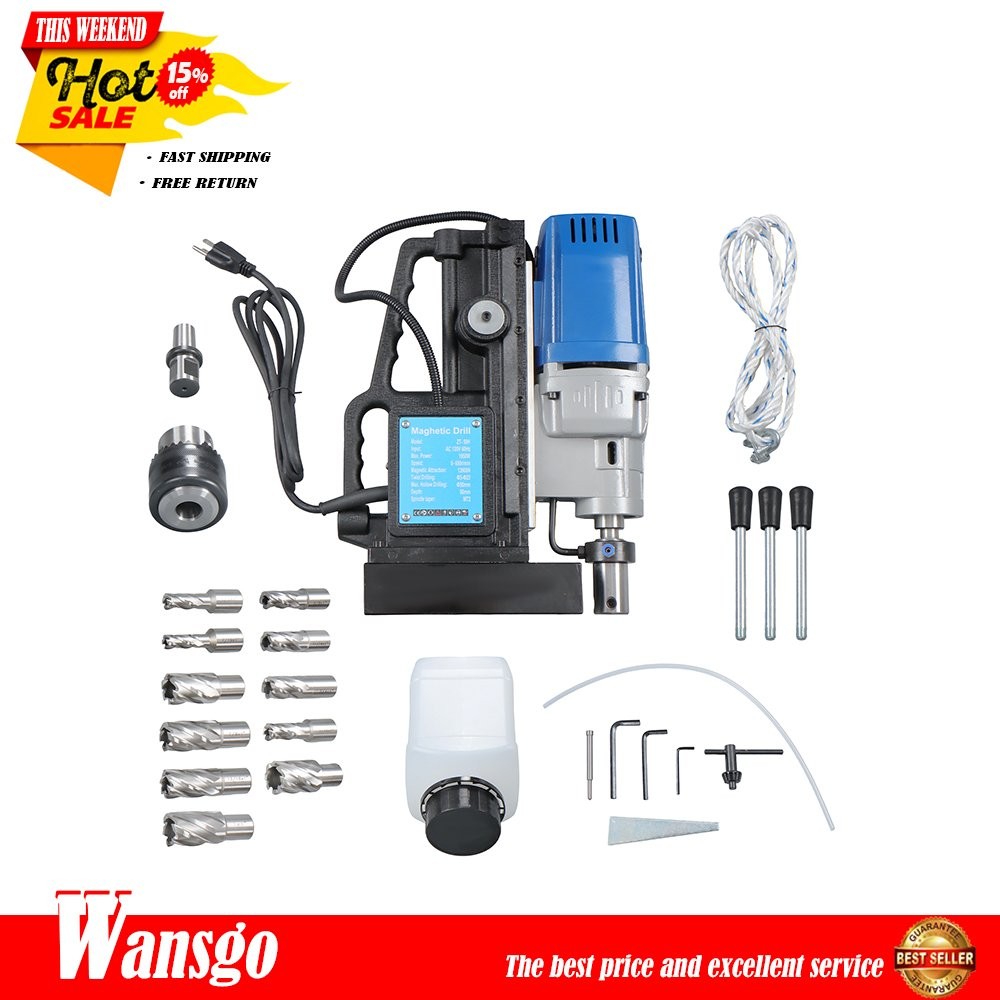 MD50 13900N Magnetic Drill with 11 Drill Bit Stepless Speed Bi-Directional 1950W