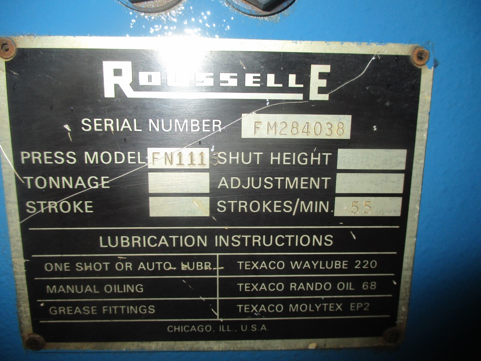 ROUSELLE MODEL FN 1115 HYDRAULIC CORNER NOTCHER 11 INCH 15 TON CAPACITY