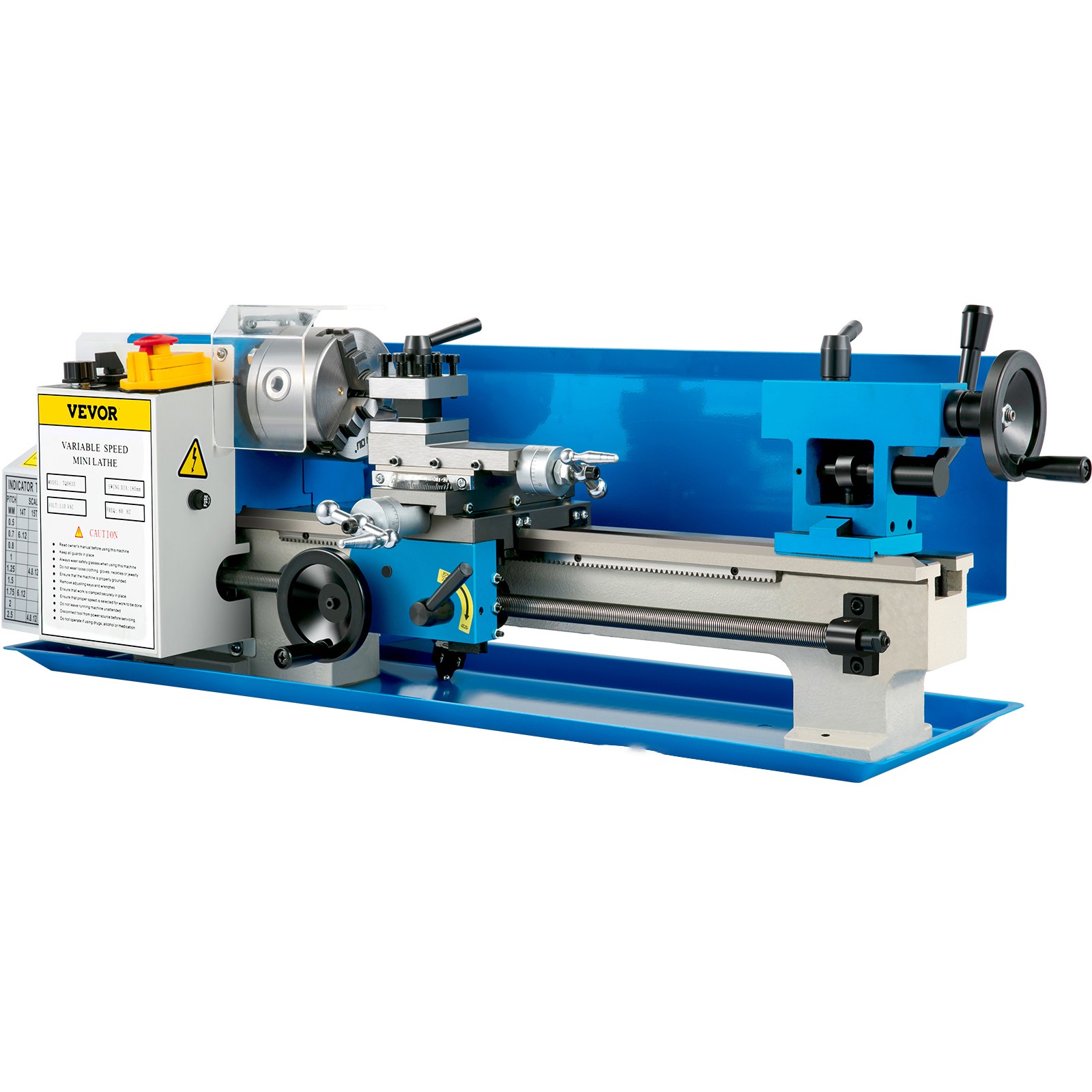 VEVOR Mini Metal Milling Lathe 7×14 in Infinitely Variable Speed Nylon Gear 550W