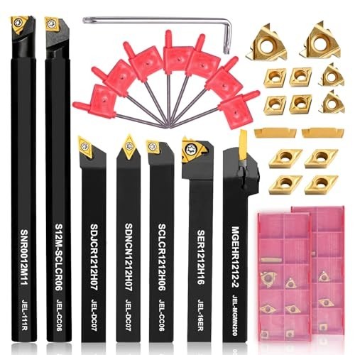 21PCS Indexable Lathe Tool Kit – 1/2″ Shank Turning Holders & Carbide Inserts
