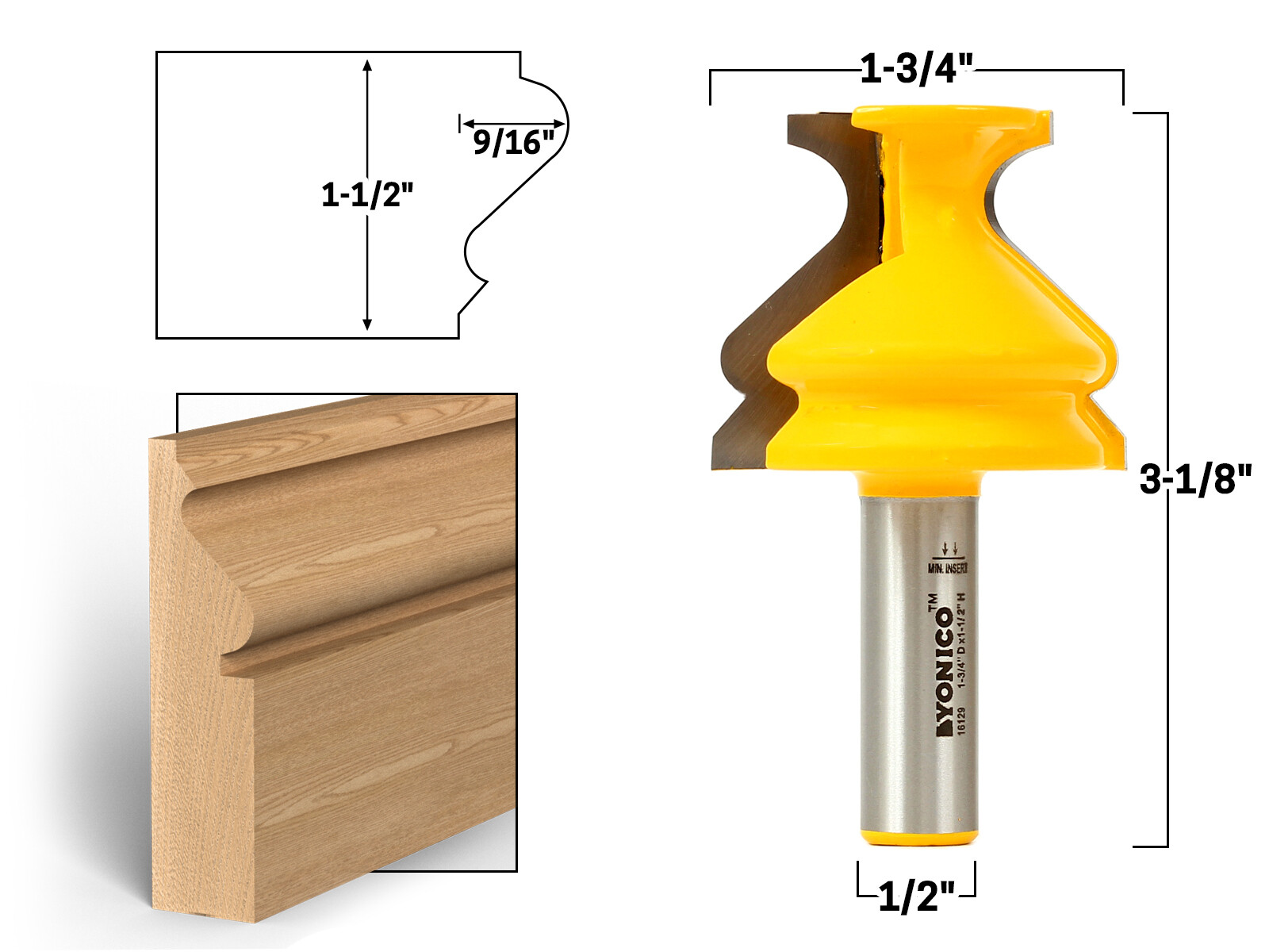 Base Cap Molding Router Bit – Yonico 16129