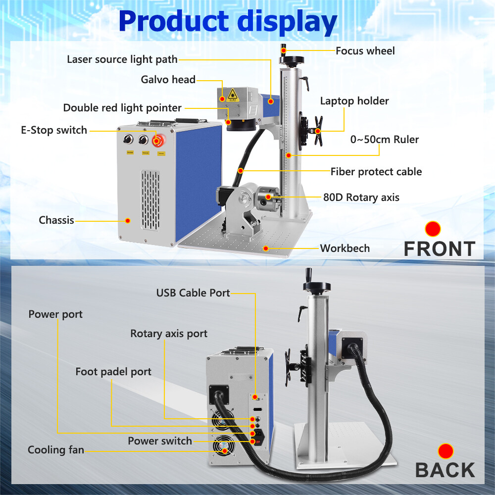 Scotle 60W JPT M7 Fiber Laser Marking Engraver Machine Metal Steel Color Marker
