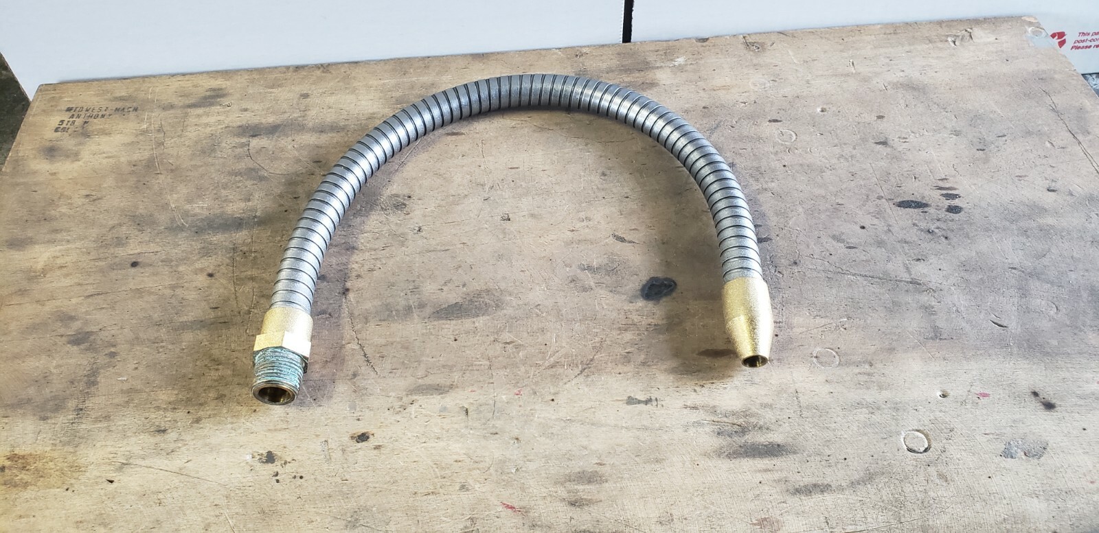 3/8 npt 15 1/2 steel flexible coolant/oil line with brass threads and nozzle