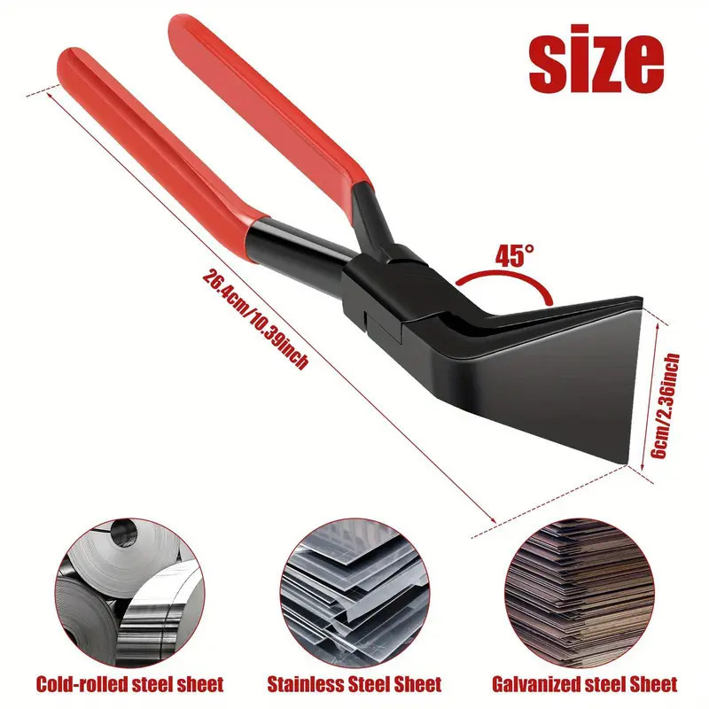 1-Piece Sheet Straight Bending Plier Hand Seamers Sheet Metal Tool 45°