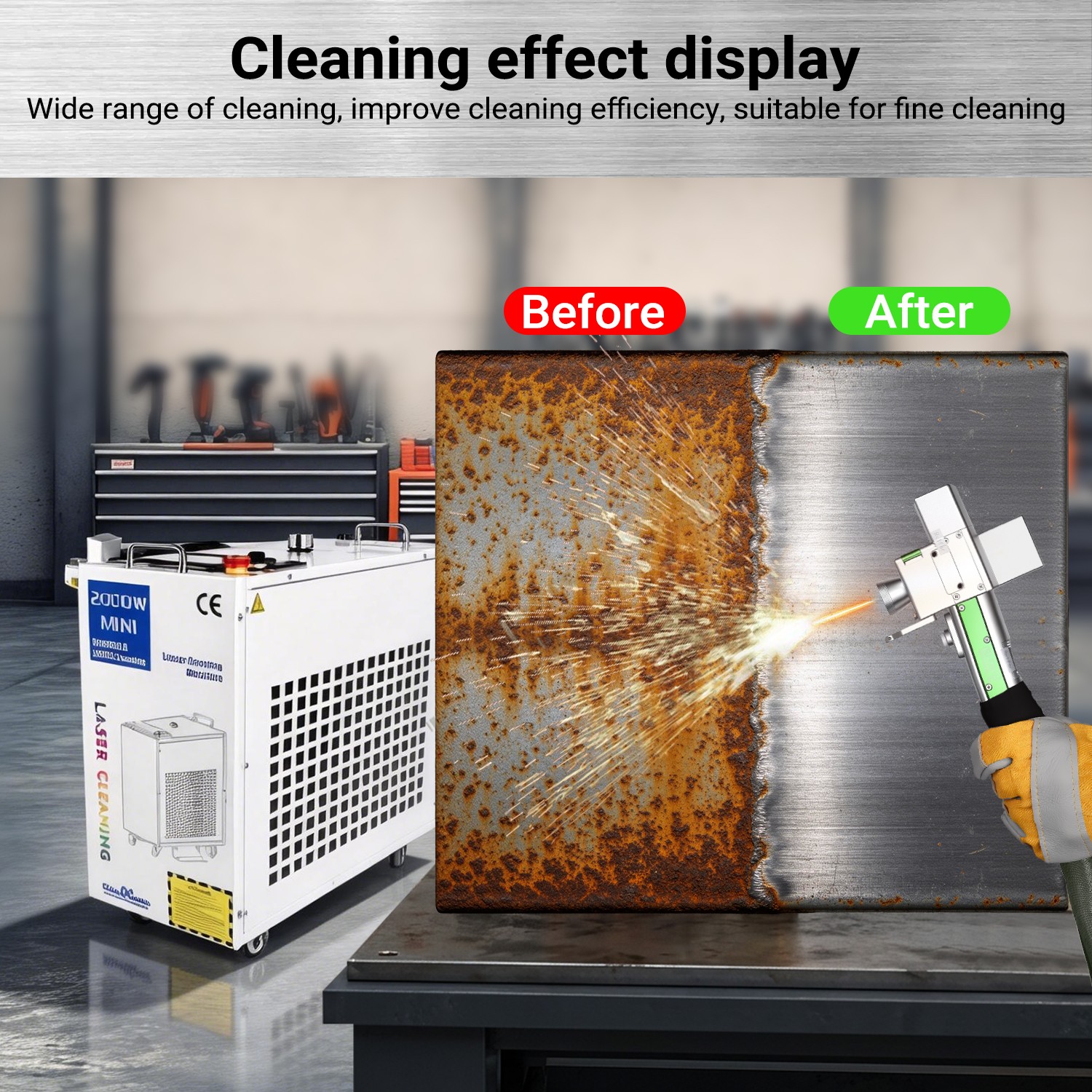 2000W Laser Cleaning Machine Rust Removal Laser Remove Oil Paint Double Pendulum