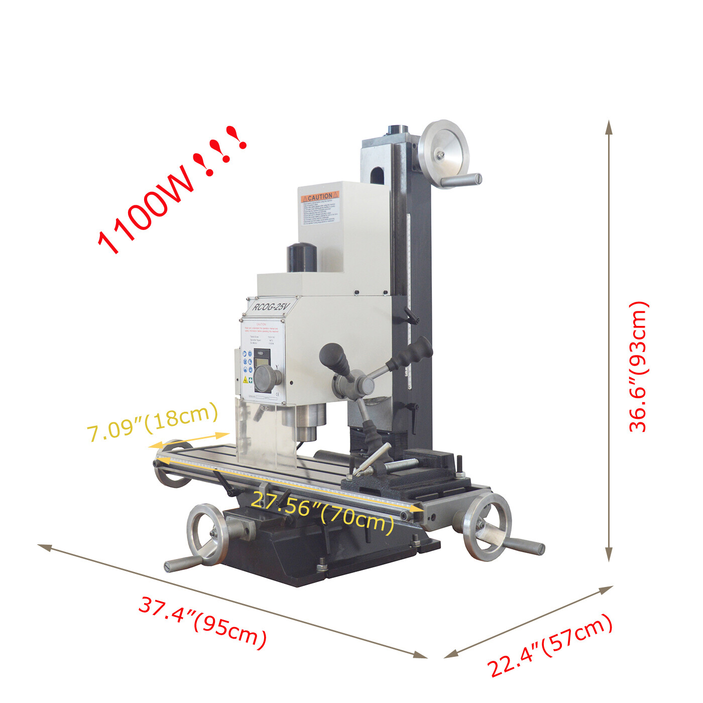 Techtongda Milling and Drilling Machine 7″*27″ 110V Metal Wood Lathe
