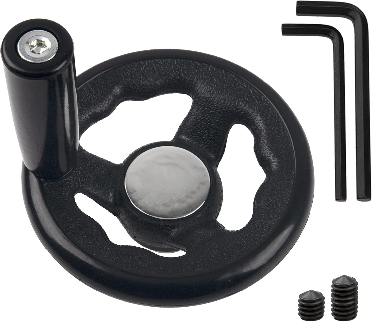 0.47X4Inch Diameter round Hand Wheel W Revolving Knob Handle for Mill