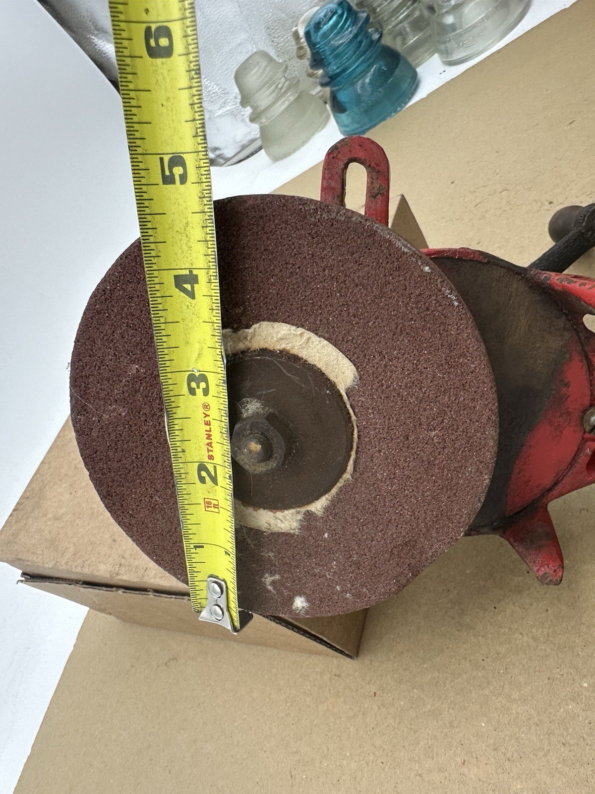 Vintage Antique Hand-Crank Bench Grinder 4-3/4” Diameter Grinding Wheel