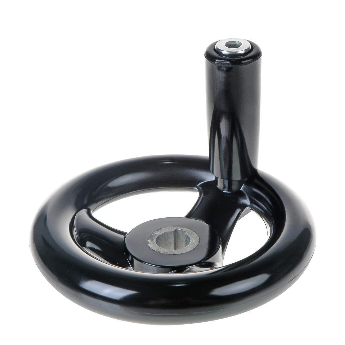 3.94” Hand Wheel Black w Revolving Handle 3 Spoked 12mm Hole Adjustment Roun…