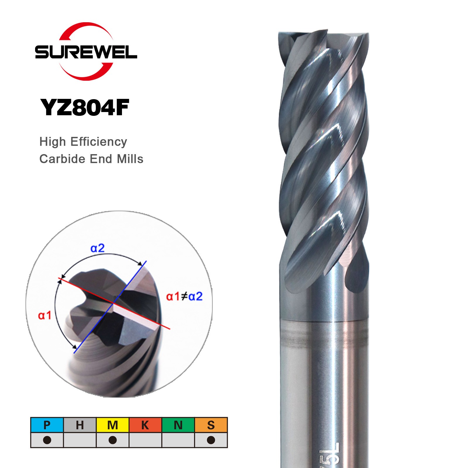 Carbide End Mill for Stainless Steel Titanium CNC Tool AlTiN Coated HRC65 4Flute