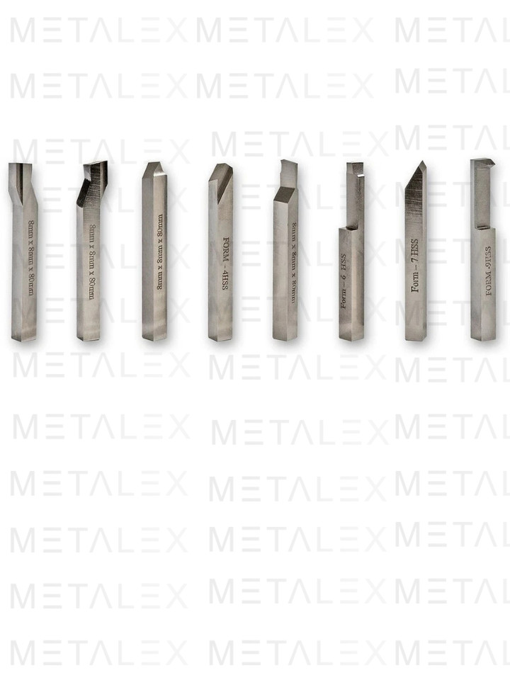 Lathe Form Tools 12 x 12 x 100mm HSS M2 8 Pieces Set TURNING THREADING FINISHING