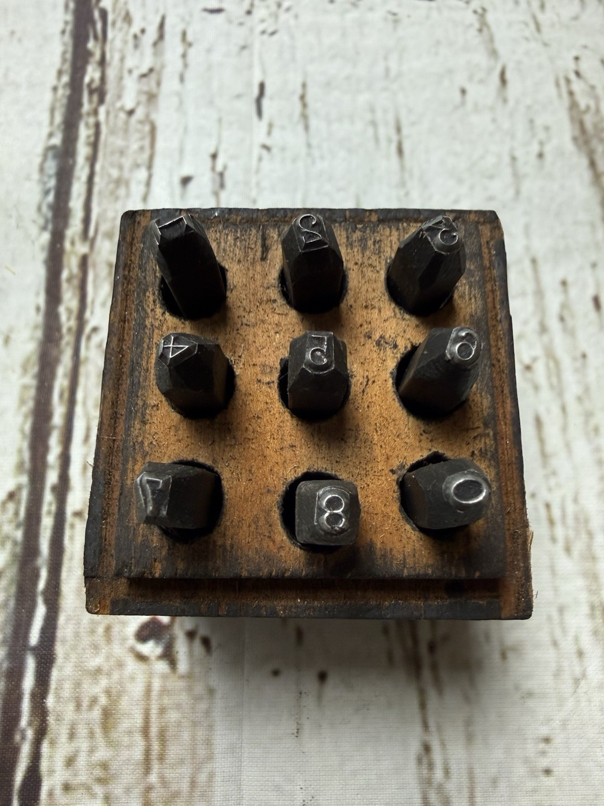 Antique Steel Figures Numbers Stampers Set 0-8 H. Boker & Co Complete 9 Piece