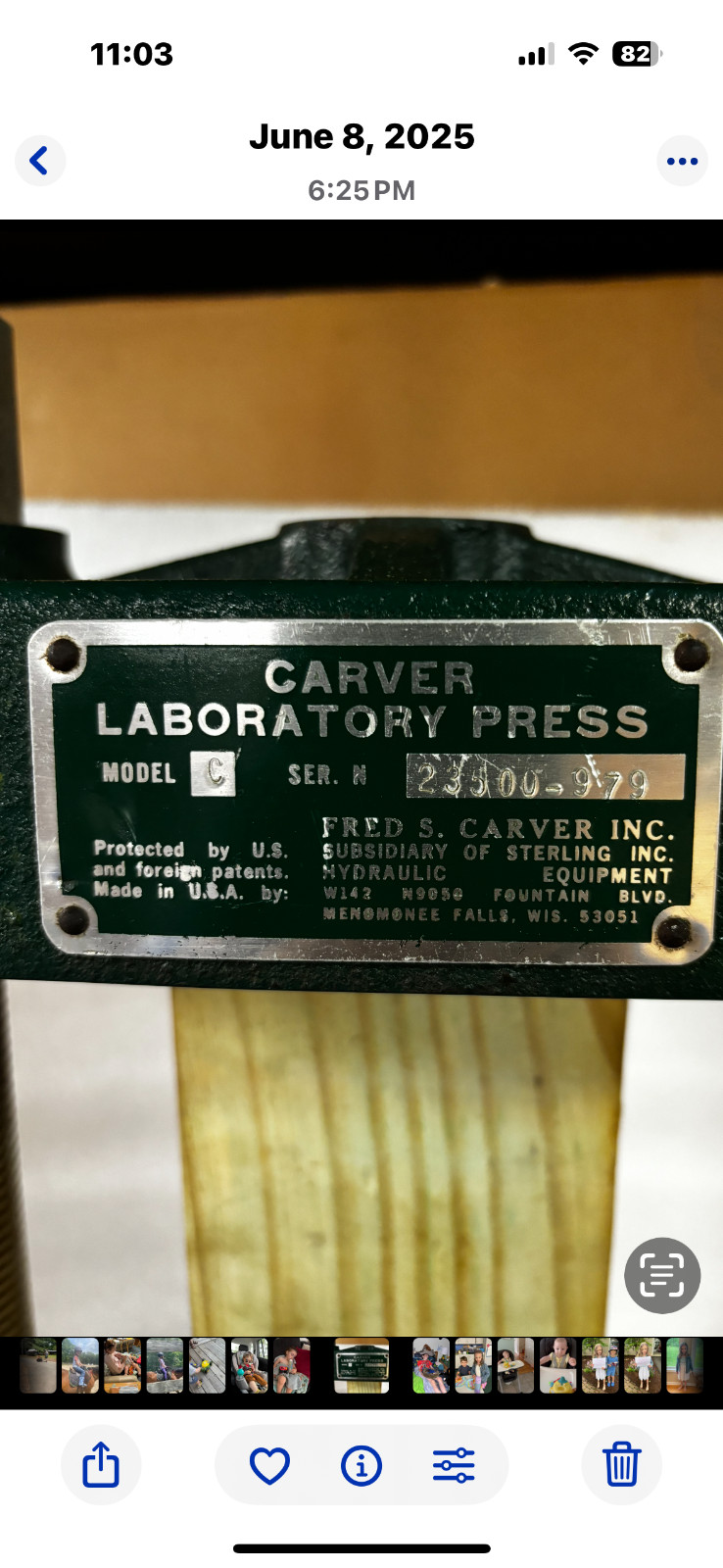 Carver Model C Hand Hydraulic Upacting Lab Press 11 Ton. In very good condition