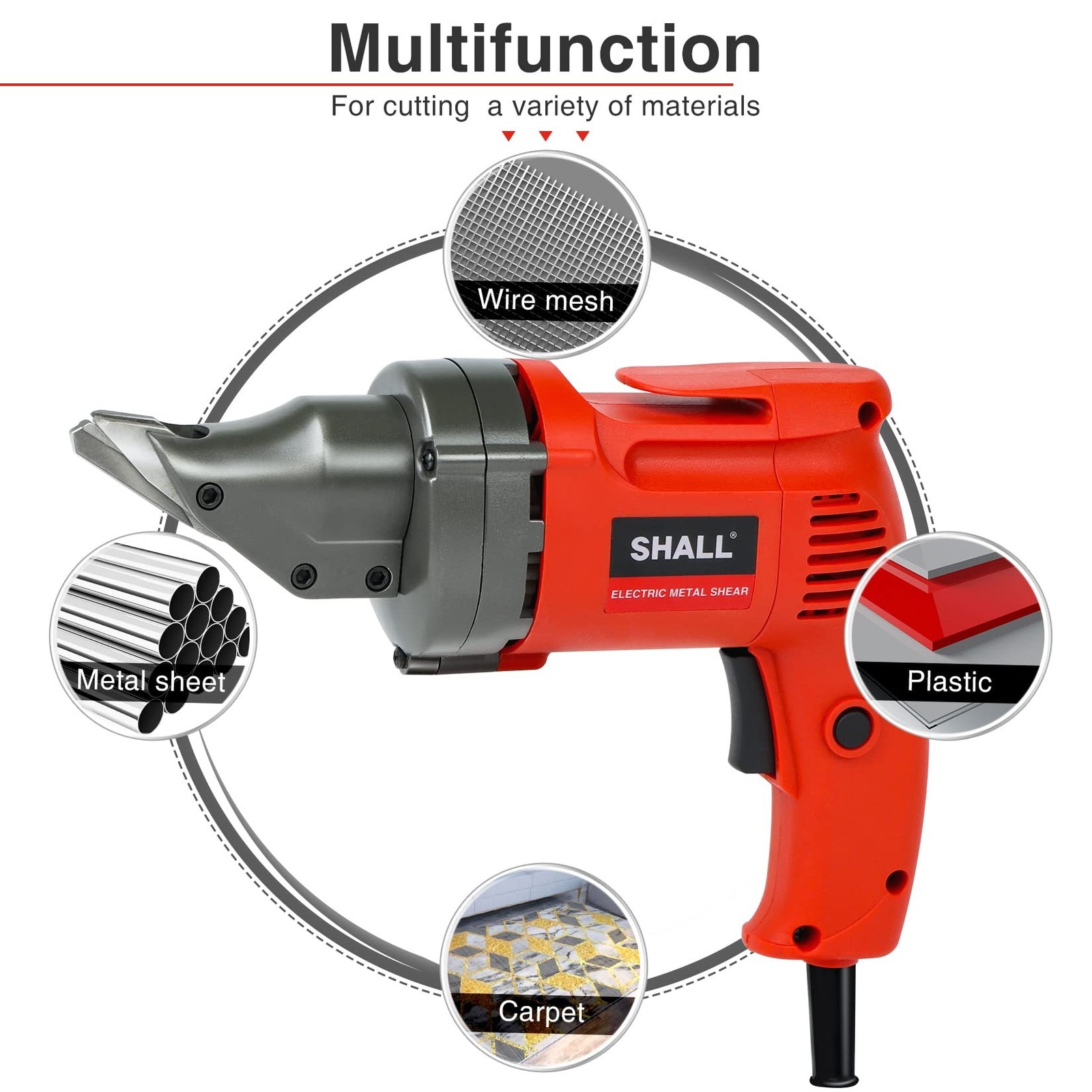 SHALL Electric Metal Cutting Shear, 4.0-Amp Corded Sheet Metal Cutter, Variab…