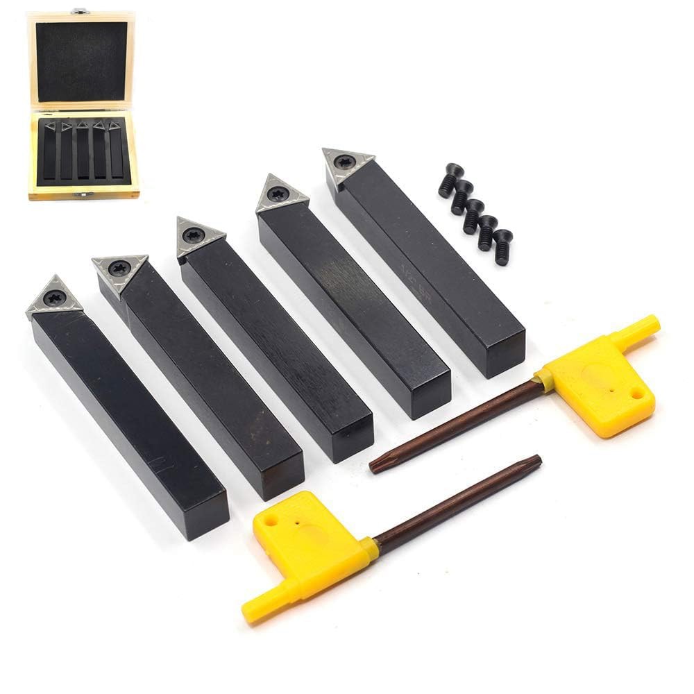 5 PCS 1/2 Inch Mini Lathe Indexable Carbide Turning Tool Holder Set TCMT