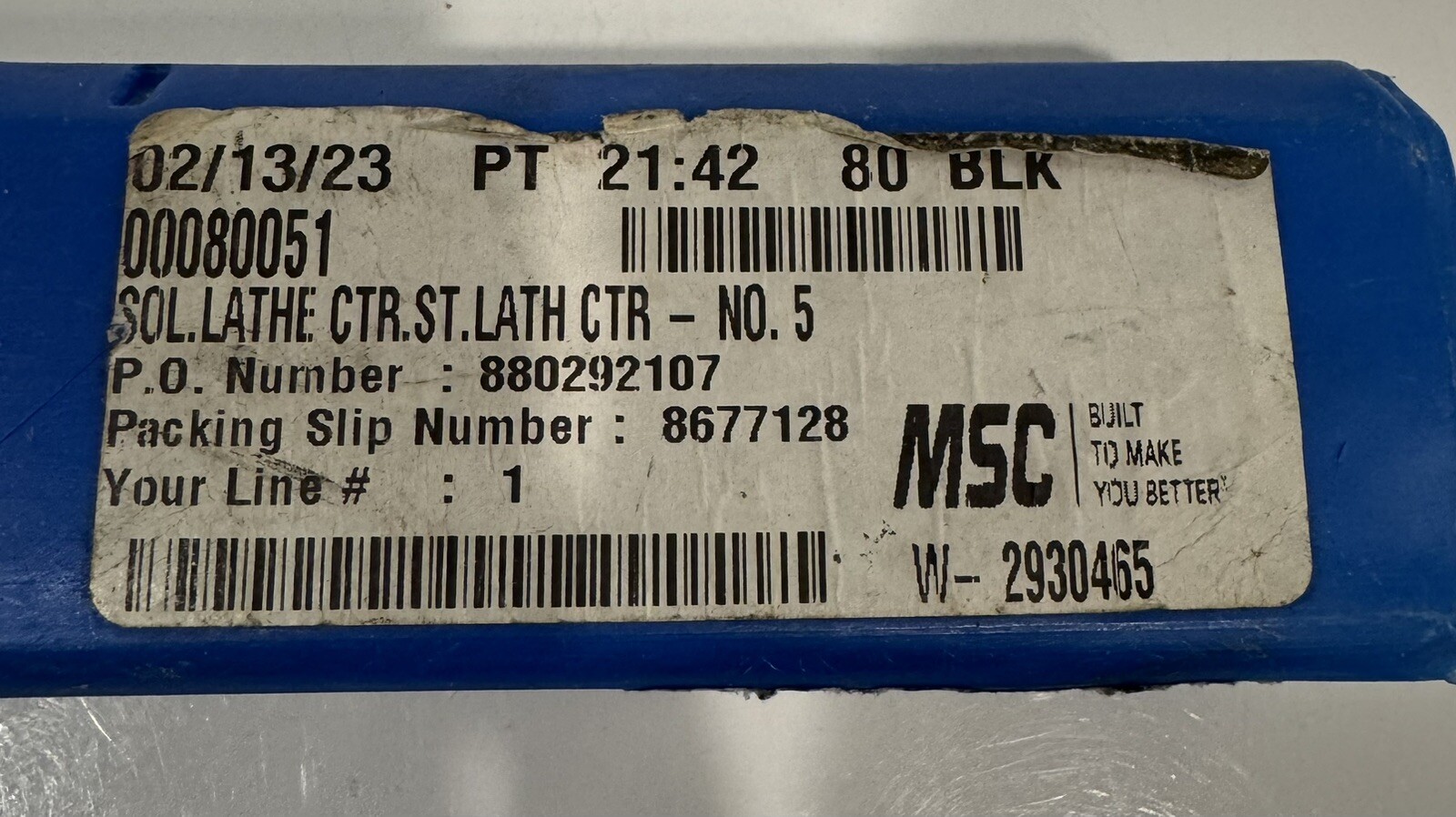 TMX 3-555-025P Dead Center Steel BB MSC Lathe 00080051 NEW! FREE SHIPPING!