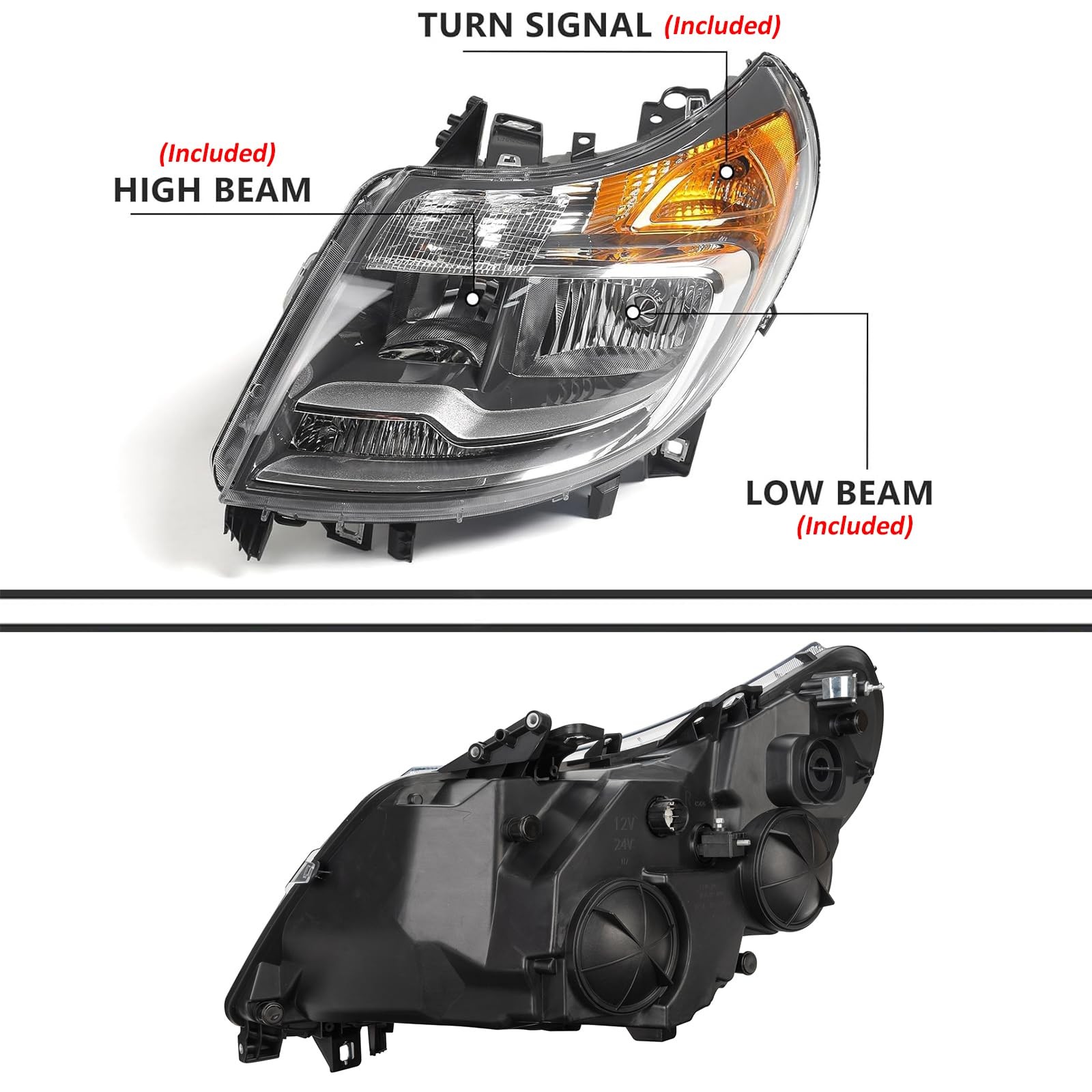 5 Pins Headlights for Dodge Ram ProMaster 1500 2500 3500 Cargo Van 2014-2022