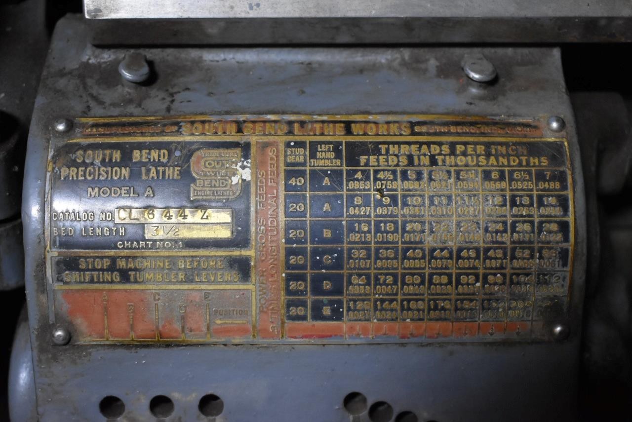 Vintage South Bend Model A Machinist Metal Lathe