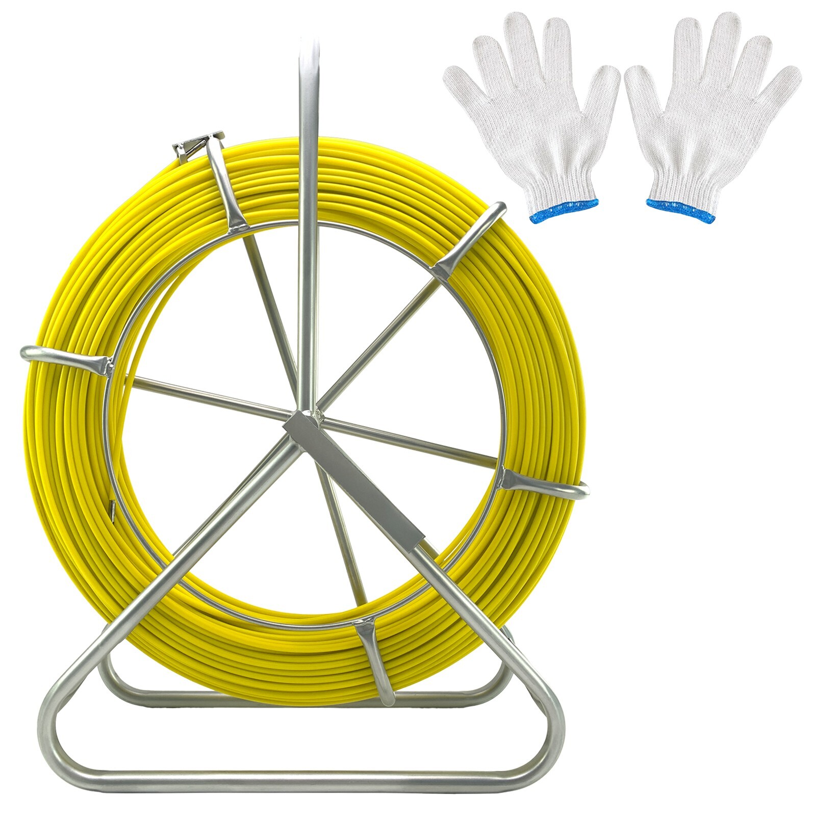 Fiberglass Fish Tape Puller 425 ft 1/4 inch Wire Cable Running Rod Duct Rodder