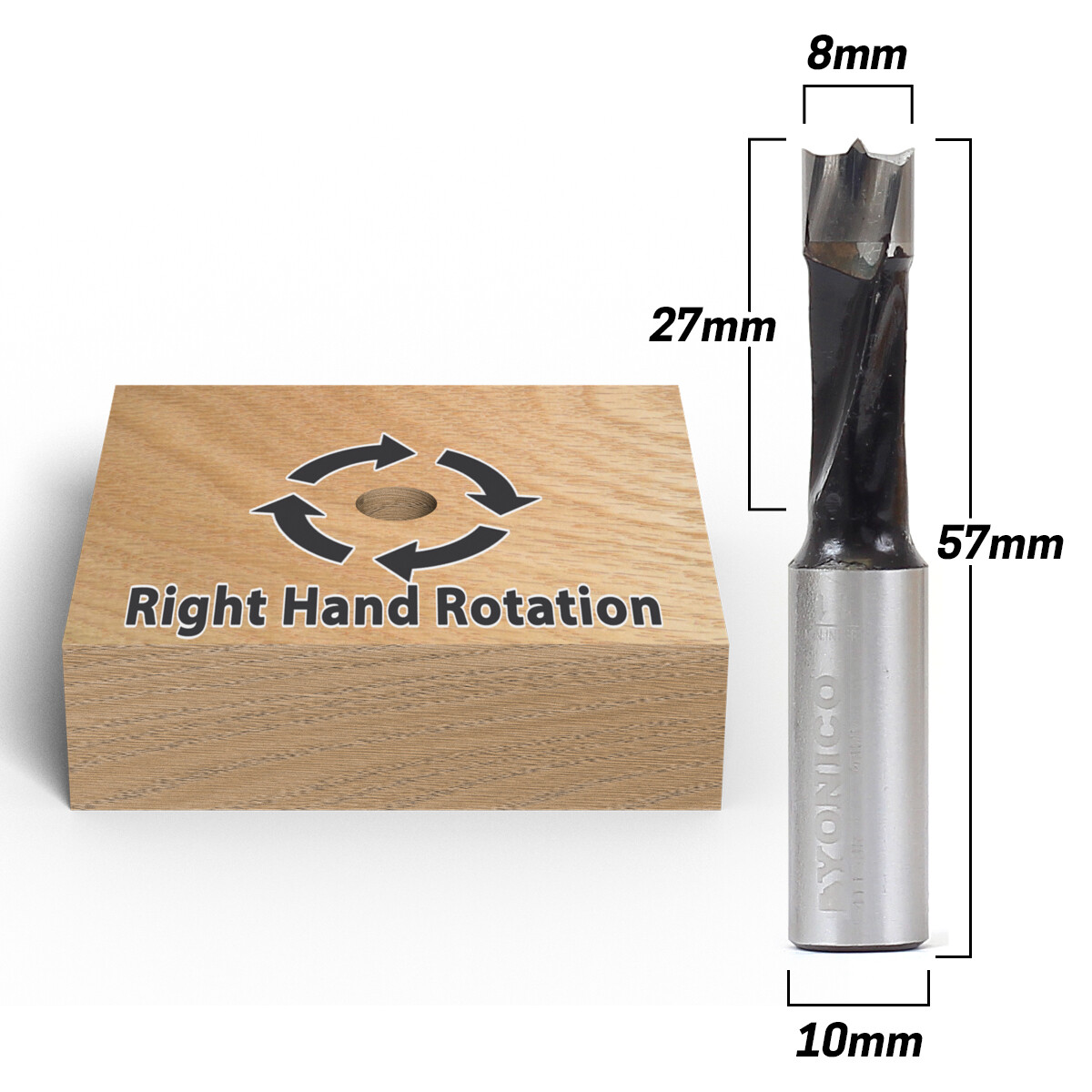 8mm Brad Point Boring Bit – Right Hand – 57mm – 10mm Shank – Yonico 41108R