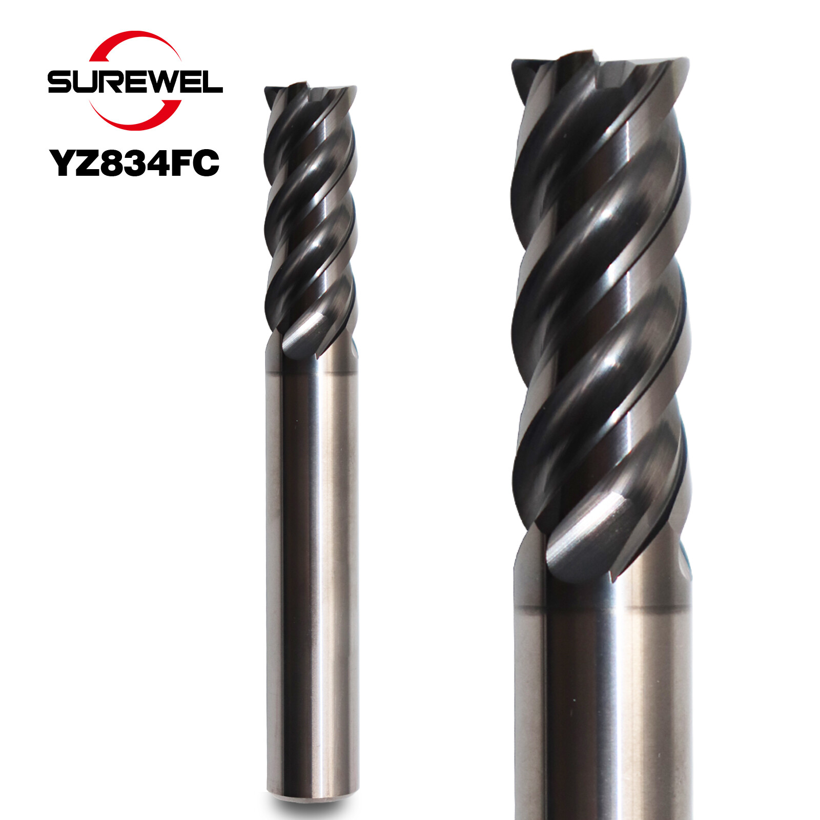 HRC55 AlCrN Coated Solid Carbide End Mill 3mm-20mm 4-Flute Milling Cutter