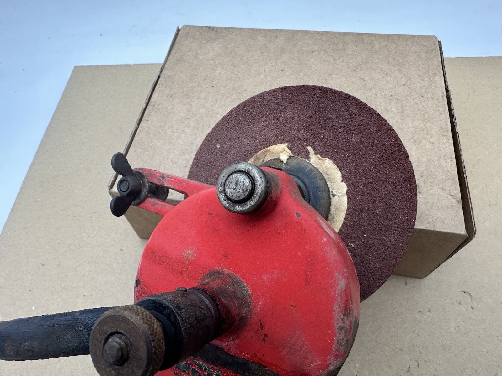 Vintage Antique Hand-Crank Bench Grinder 4-3/4” Diameter Grinding Wheel