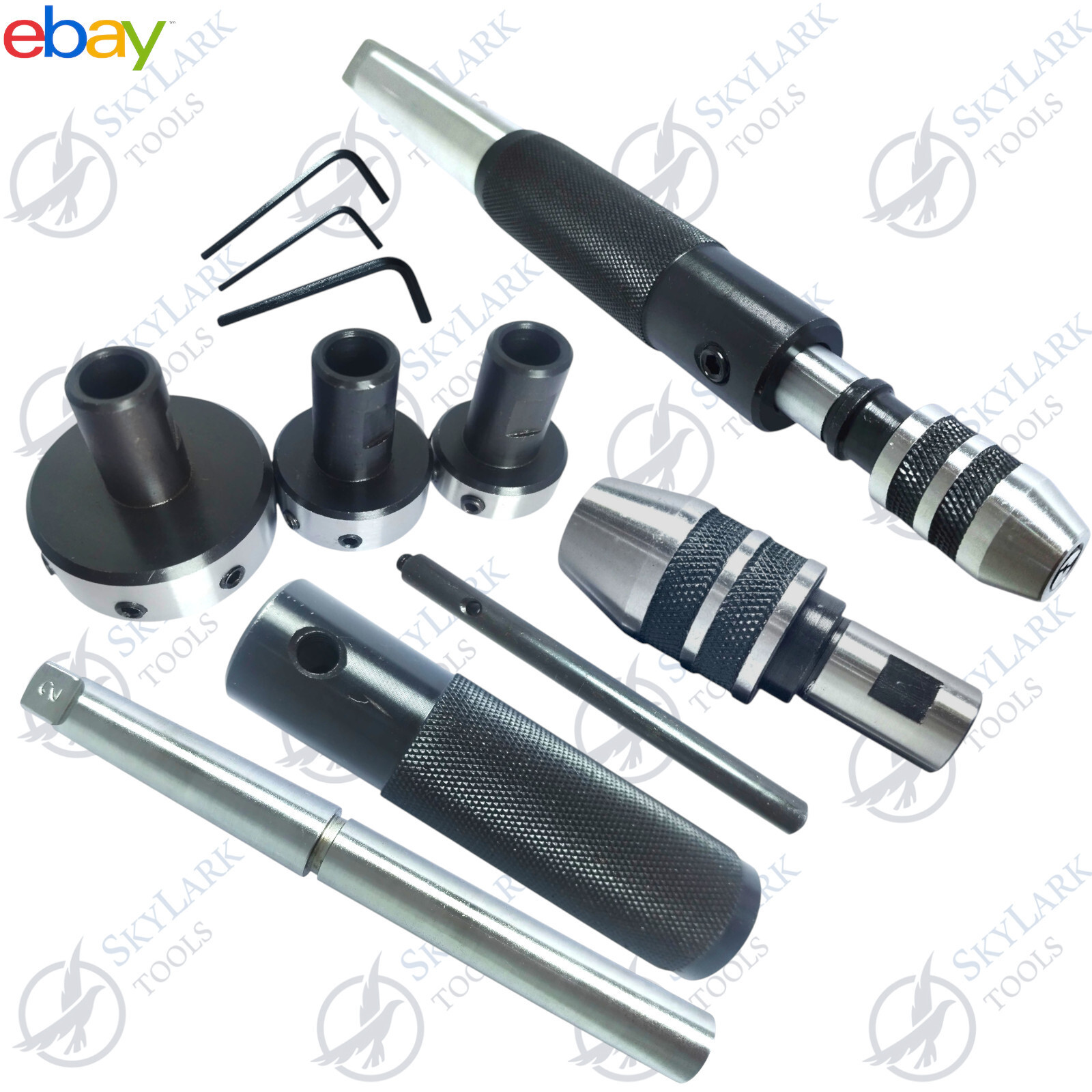 MT2,MT3 Lathe Tailstock Tap & Die Holder Set Shank Threading Tapping Kit 8Pc Set