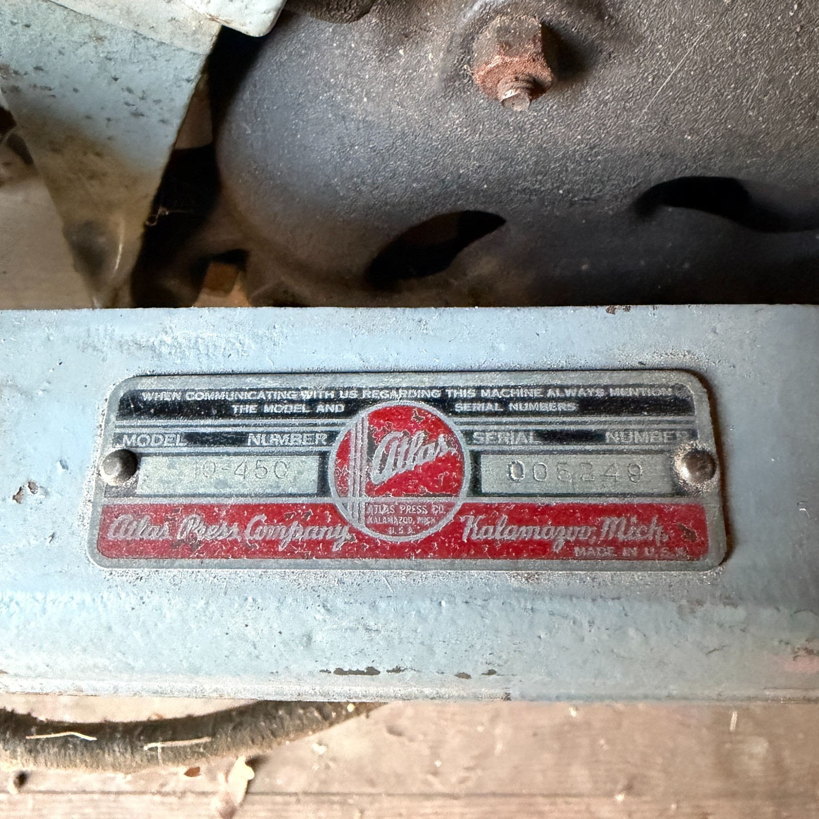 1/4 HP Atlas Kalamazoo Tool Post Grinder Model 10-450 Corded