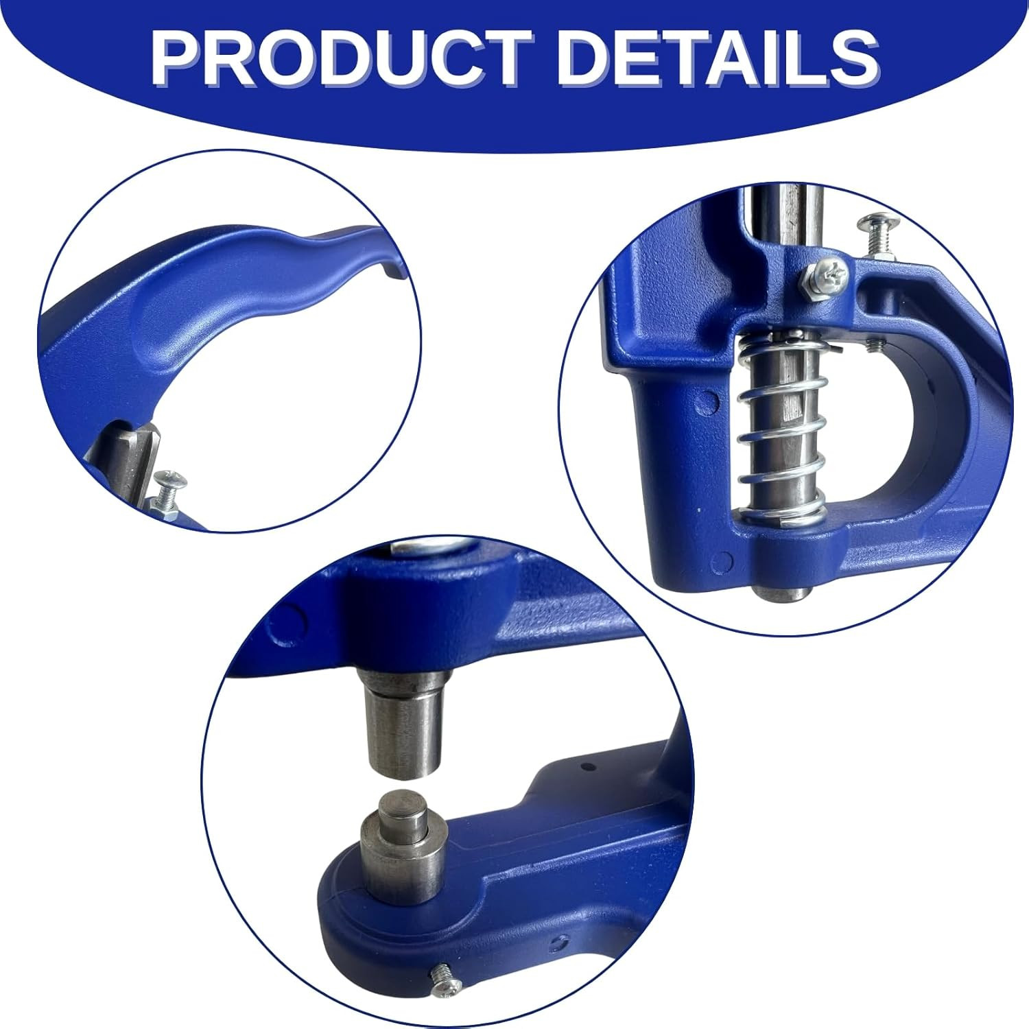 Heavy Duty Hand Press Grommet Tool Kit with 3 Dies & Multi-Size Grommets (1/4, 3