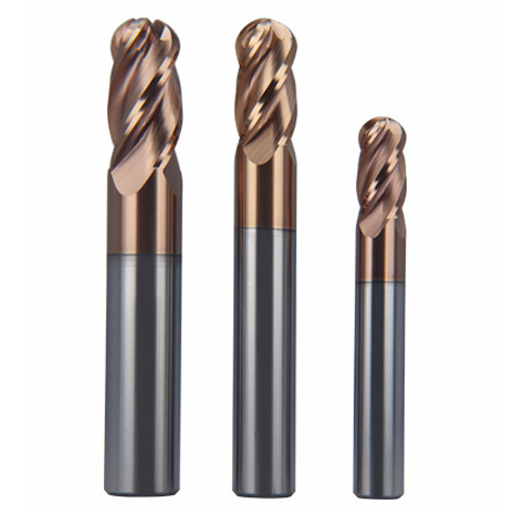 4 Flute R0.5-R10mm Solid Carbide Ball Nose End Mill Slot Drills TiAlN Coated