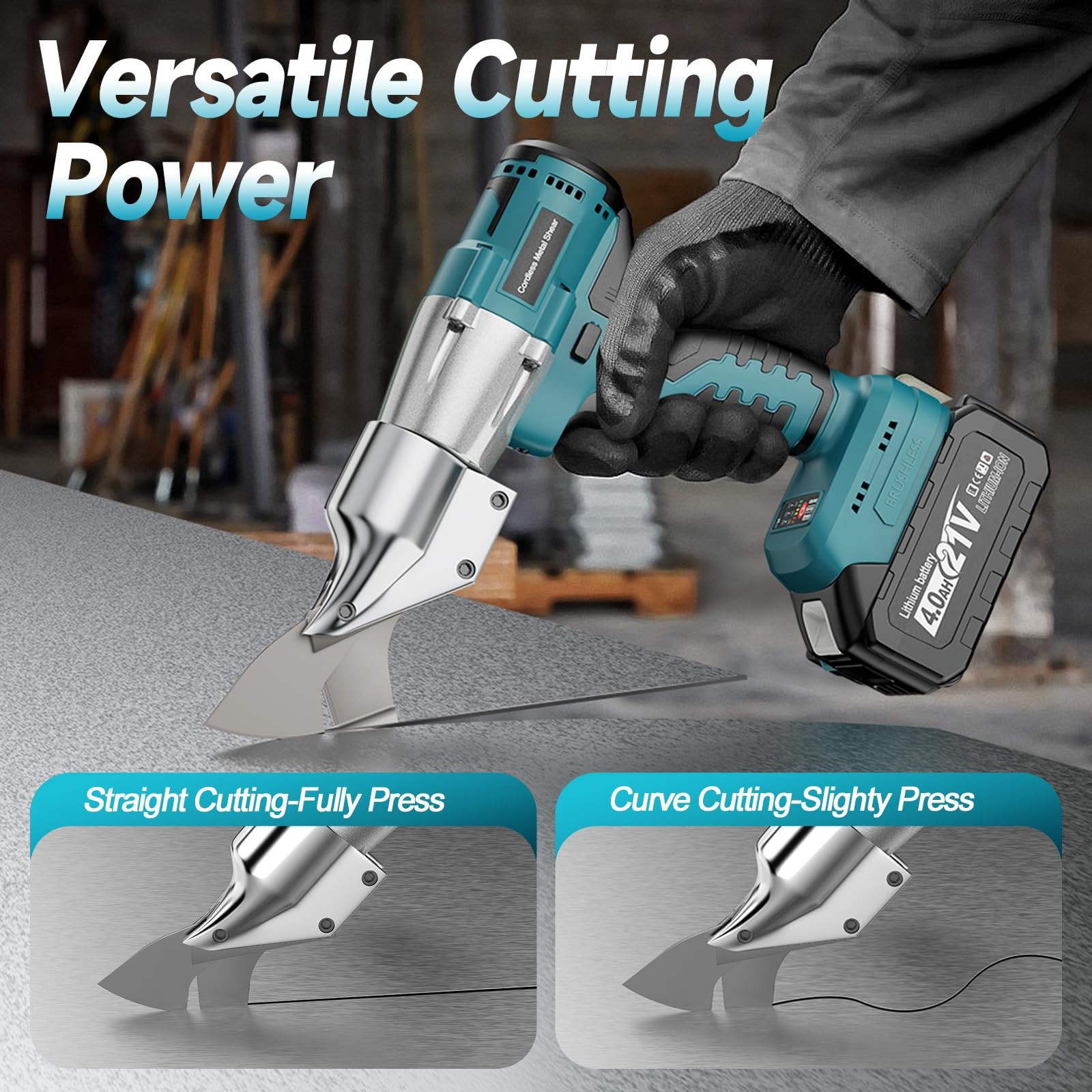 Cordless Sheet Metal Cutter, Metal Shear Battery Powered, Brushless Electric …