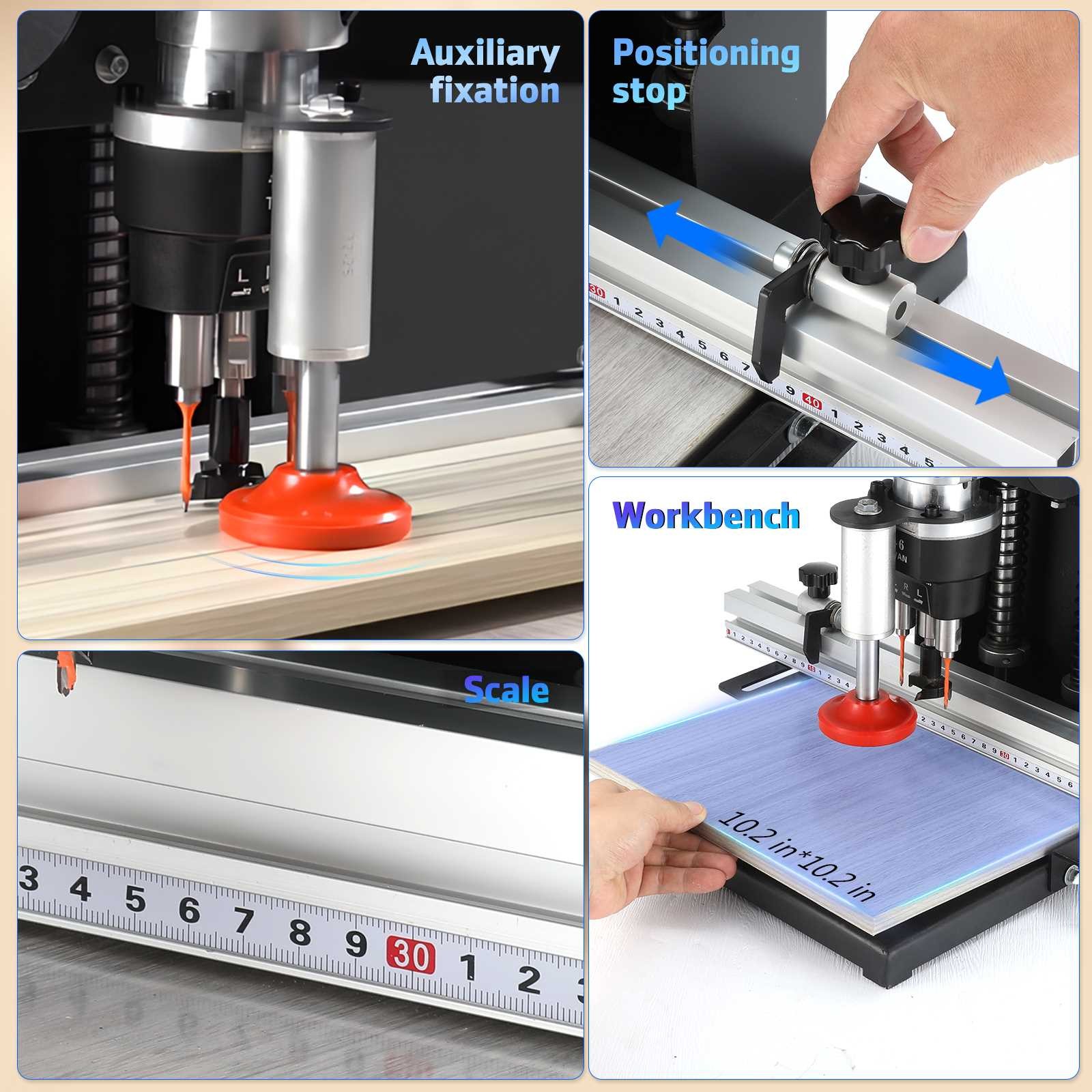 Manual Hinge Drilling Machine Woodworking Boring w/ Two Drill Bit 45-9.5 & 48-6
