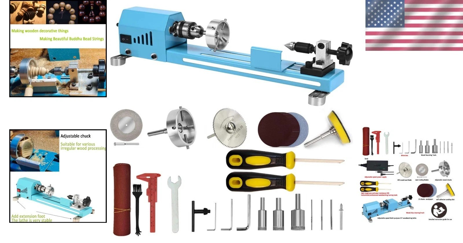 Versatile Wood Lathe for Hobbyists – 7 Speed Professional Mini Lathe Machine