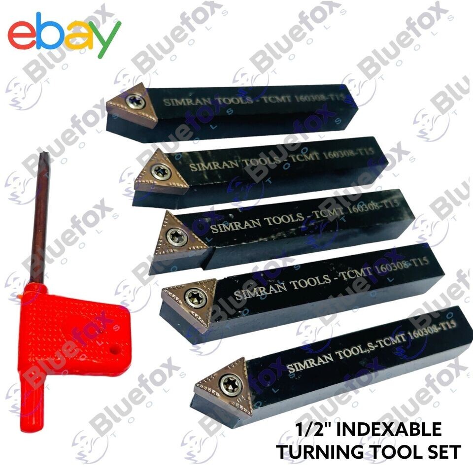 1/2″ Lathe Carbide Inserts Tool & Holder Wrench Mini Lathe Set Turning Tooling