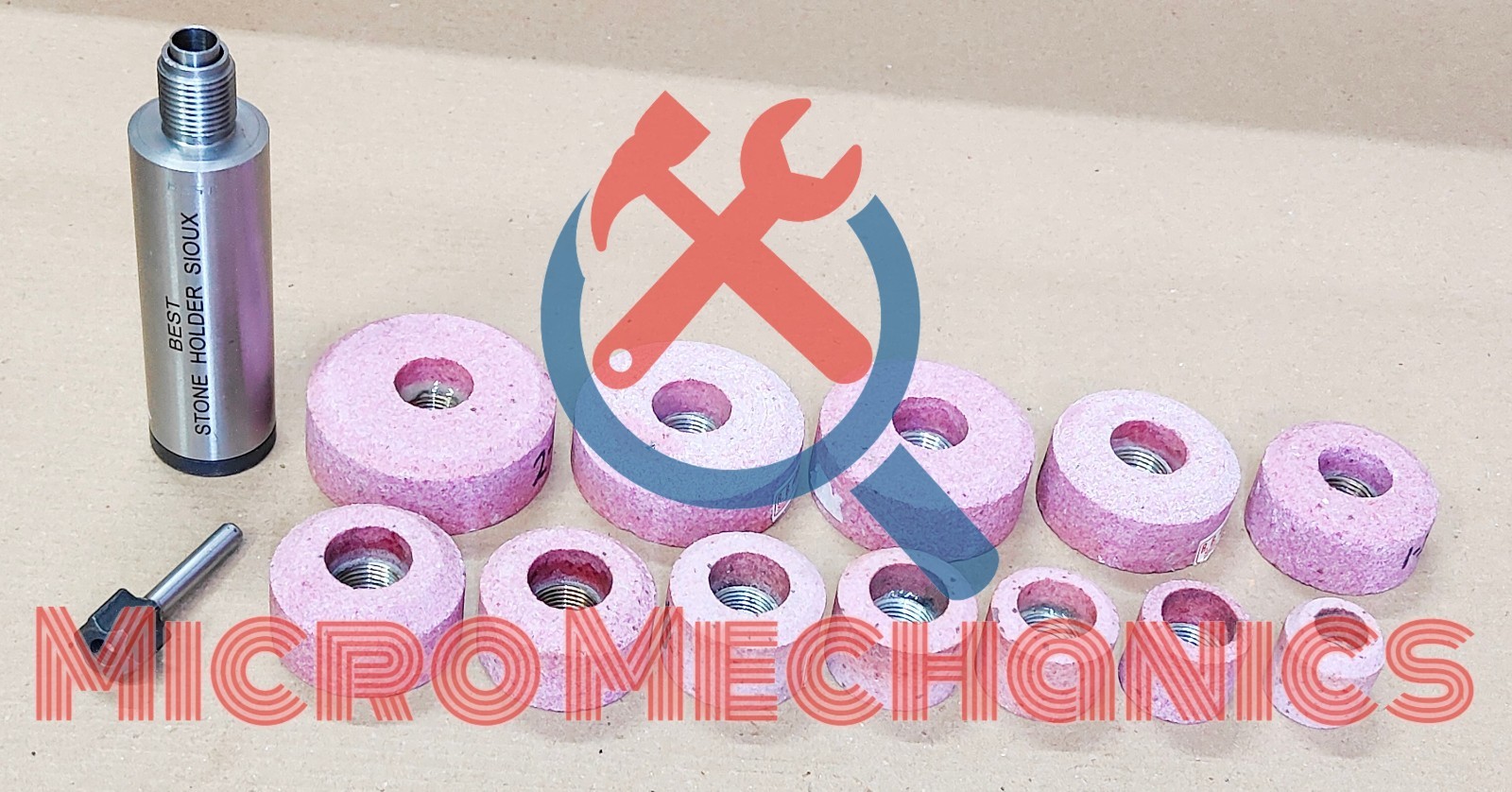 Sioux Valve Seat Pink Grinding Wheels Set 12 Pcs Stone +Holder Star Drive 11/16″