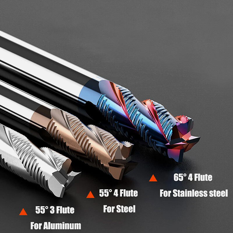 Solid Carbide Roughing End Mill 55° 3/4 Flute For Steel,Aluminum,Stainless Steel