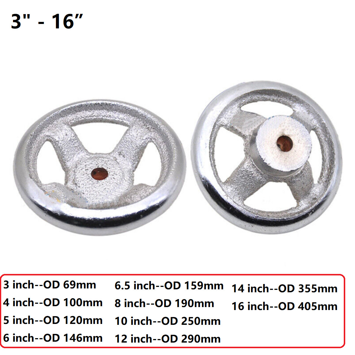 3″-16″ Three Spoke Round Handwheel Process Hole for Milling Machine Lathe Steel