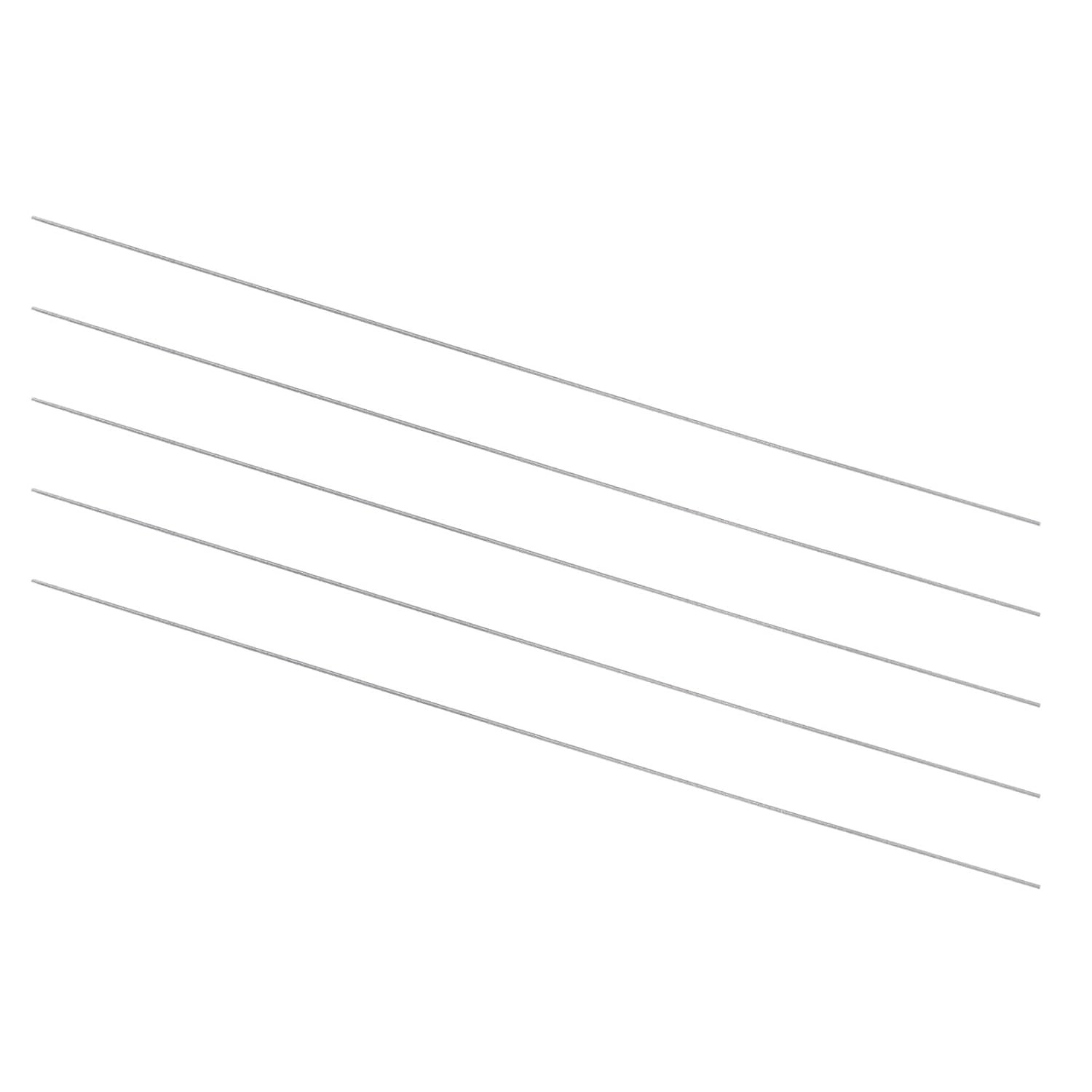 uxcell 5pcs Round Steel Metal Rods, 0.5mm x 100mm High x 100mm, Silver