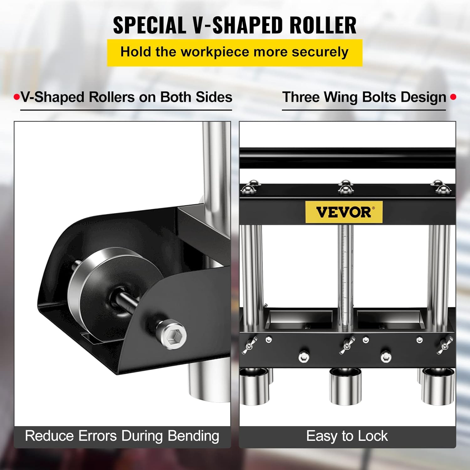 Three-Station Edge Roller Bender for 0-90° Metal Bending, Black/Silver