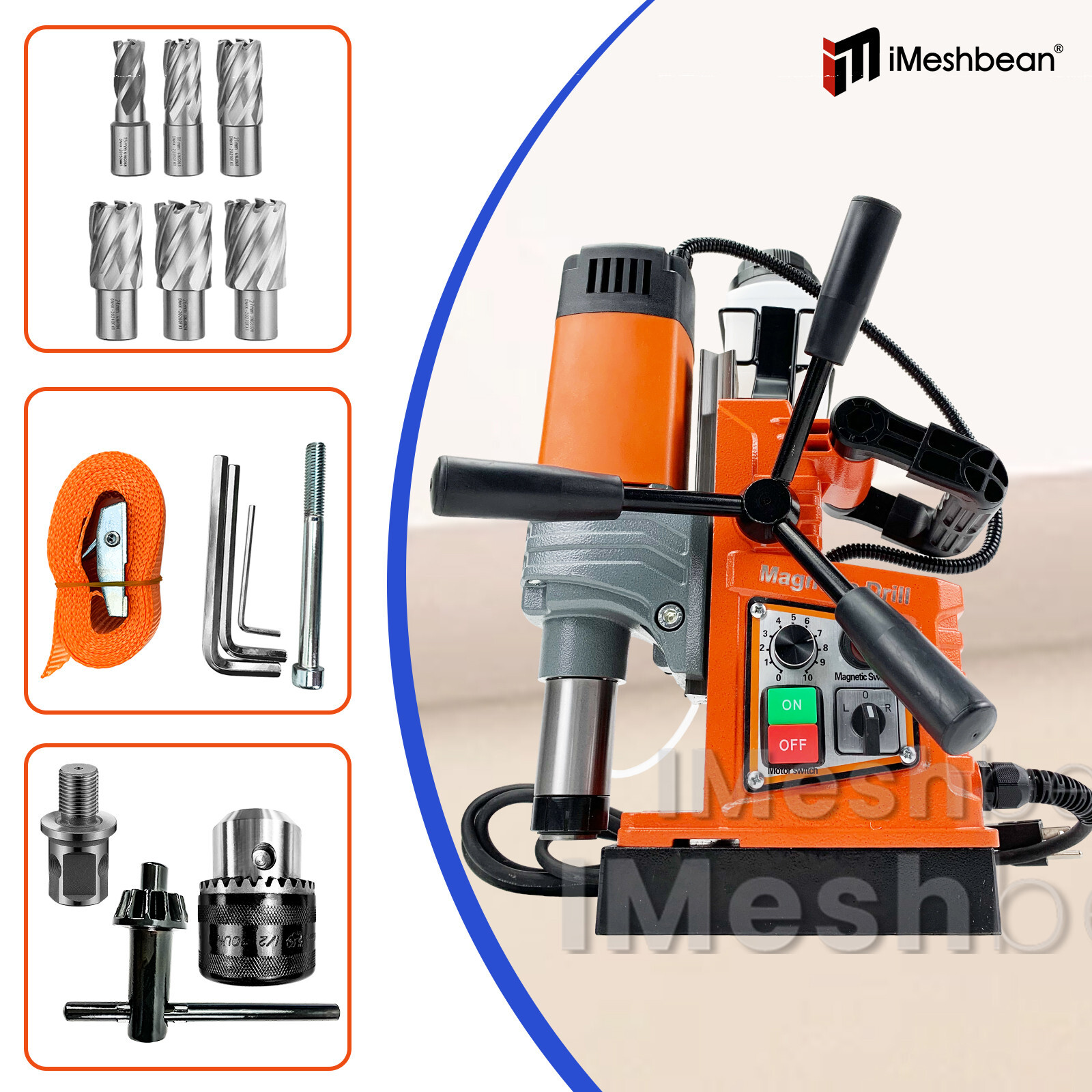 iMeshbean Magnetic Drill 1400W 2922lbf/13000N Portable Mag Drill Press 810RPM