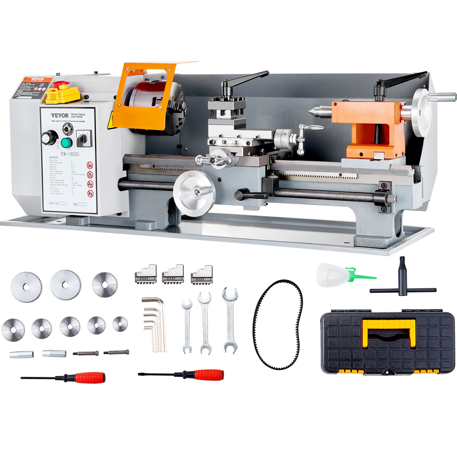 VEVOR Metal Lathe Power Lathe 7” x 13.78” 0-2200 RPM Continuously Variable