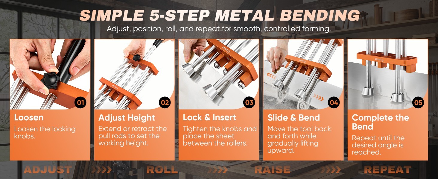 Sheet Metal Bender 2 Station Roller Tool 0-100° Range w Adjustable Depth Gauge